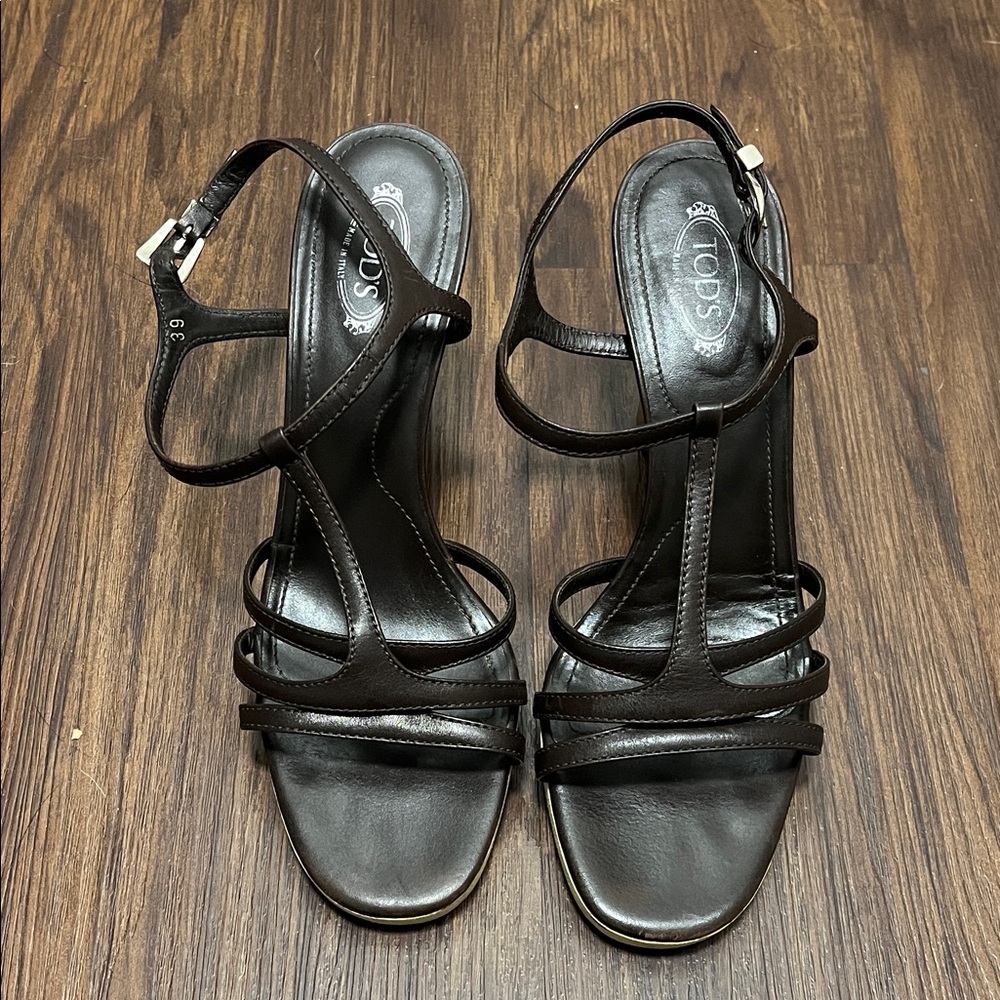 Tod's Elegant Brown Strappy Heels